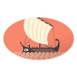 CafePress Ancient Ship Sticker Oval Car Bumper Sticker(10-Pack)