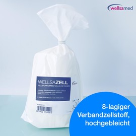 Wellsamed Wellsazell Pack of 1000 Cellulose Pads 8-Ply Rolls of 500 Cellulose Swabs 5 x 4 cm High Bleached