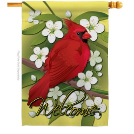Breeze Decor - Cardinal Garden Friends - Everyday Impressions Decorative Vertical House Flag 28" x 40" Printed in USA
