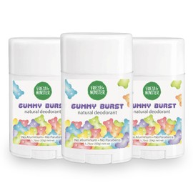 Fresh Monster Natural Deodorant for Kids & Teens I Mom's Choice Gold Award Winner | Aluminum-Free, Paraben-Free, Hypoallergenic I 24-Hour Protection I Gummy Burst Scent I 1.76 oz (3)