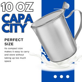 Thunder Up Creamer with Lid 10 Oz, Coffee Creamer Container, Small Stainless Steel Milk Pitcher, Coffee Cream Dispenser, Creamer Pitcher with Lid (1), Silver