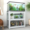 Aquarium Stand 3 Tier Metal Rectangular 20-30 Gallon Adjustable Fish