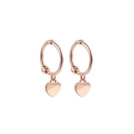 Mini Love Heart Dangle Small Hoop Earrings for Women Teen Girls Cartilage Small Tiny Cute Sleeper Dainty Hoops Jewelry Birthday Gifts for Mother Best Friend (Rose Gold, One Size)