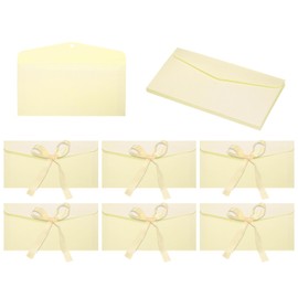 sourcing map 20 Pack Greeting Card Envelopes with Ribbon Bow Tiny Items Storage Vintage Cute Present Card Holder for Wedding Greeting Party Postcards, Light Gold 8" x 4"