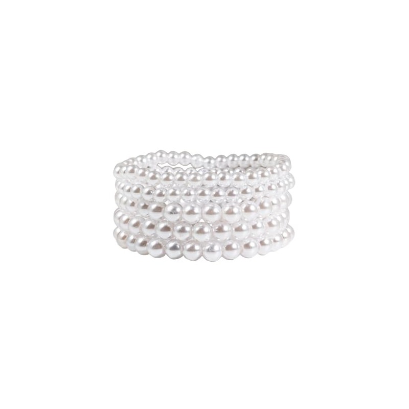 COLORFUL BLING Imitation Pearl Stackable Bracelets Set for Women Beaded