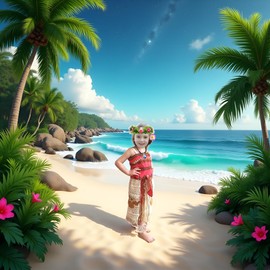 Juego de 4 piezas de disfraz de guirnalda de flores tropicales para niñas y mujeres, princesa hawaiana Lei 2 pinzas para el pelo, collar de concha que brilla en la oscuridad y corona floral para