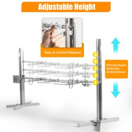 43" Electric BBQ Rotisserie Grill Kit, 88LB 25W Heavy Duty Grilling Kit, Height Adjustable Universal Rotisserie Kit, Pig Spit Rotisserie Grill for Hog Lamb Outdoor Party Campfire Barbecue