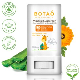 Botao baby Mineral Sunscreen Stick 100% Zinc Oxide SPF 50+ Water Resistant UVA/UVB Protection Easy to Apply Fragrance Free, babies & kids, for sensetive skin, Unscented