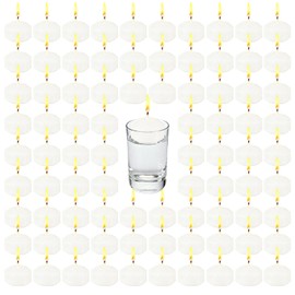 PEDOBALI 84 Pcs 1.75 Inch Unscented Floating Candles, White Elegant Dripless Candles, Party Centerpieces Accessories, for Valentine's Day, Weddings, Holidays