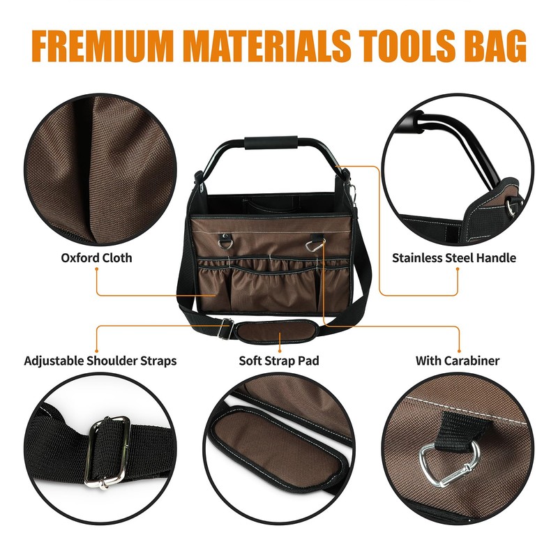 KUNLUN 15-Inch Open Top Tool Bag, Electrician Tool Bag, Tool