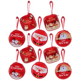 BESPORTBLE Pack of 10 Christmas Mini Zip Coin Purses Christmas Change Wallet Holder Winter Holiday Mini Candy Bag Random Pattern, Assorted colours