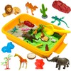 Jungle Sensory bin,Safari Animal Figures Playset Toys,Wild Forest Sandbox,Desert Animals
