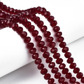 Elecrelive - abalorio sueltas de vidrio de 2 mm, 10 hebras de 2 mm, cristales de Briolette, 1450 piezas para pulseras, collares, joyas, atrapasoles manualidades (rojo oscuro)
