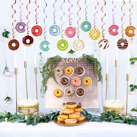 Sweet Donut Hanging Swirl Party Decorations 30 Pack Foil Ceiling Hanging Streams Party Supplies Banner Decor for Kids Donut Candy Birthday Celebrating Party Events Baby Shower Room Wall Decor