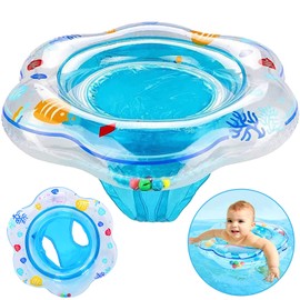 Baby Swimming Float, Inflatable Baby Swimming Ring with Safety Seat, Baby Bath Toddler Swim Pool Bathing Accessories for Toddlers 6-36 Months and Swim Trainging