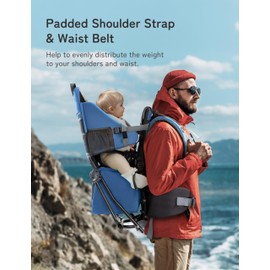 besrey besrey Baby Backpack Carrier, Toddler Hiking Backpack with Safety 3-Height Seat, Adjustable Straps&Waist Belt, Foldable Frame Lightweight Large Capacity Child Carrier for Hiking (Klevin Blue)