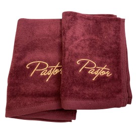 Westmon Works Pastor - Juego de toallas en borgoña Christian Church Service Accesorios, juego de 2