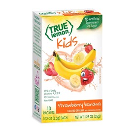 TRUE LEMON KIDS Strawberry Banana (10 Packets) – Hydration for Kids – No Artificial Sweeteners – Low Sugar Water Flavoring – Drink Mix for Kids – Powdered Drink Mix