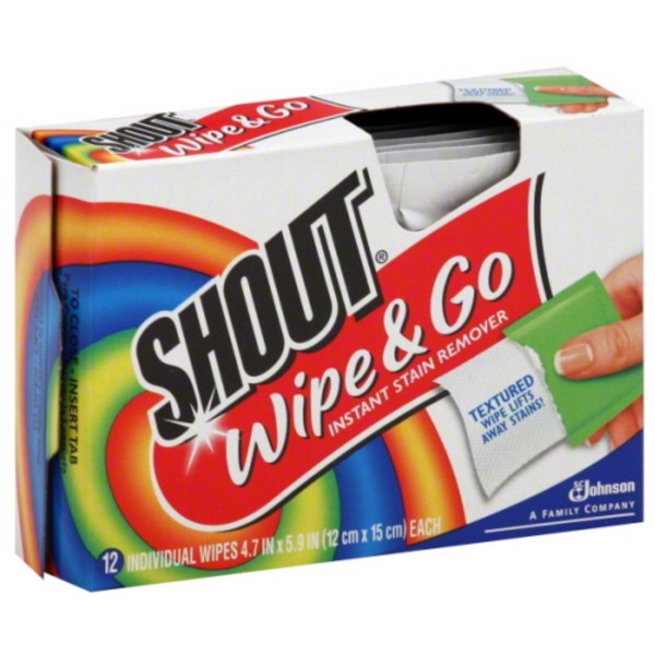 Shout Wipe & Go Instant Stain Remover Wipes 12 ea (Pack of 4)