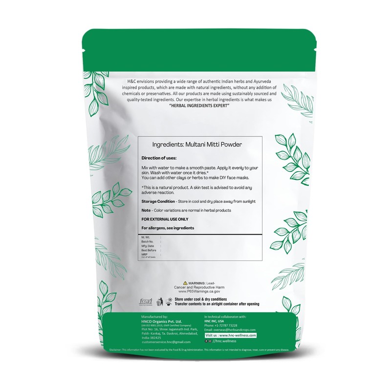 H&C Fuller'S Earth Clay/Multani Mitti/Bentonite Clay- 227 Gms