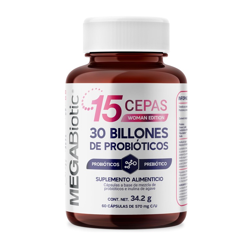 MegaBiotic Probióticos 30 Billones y 15 Cepas| 60 cápsulas |570mg