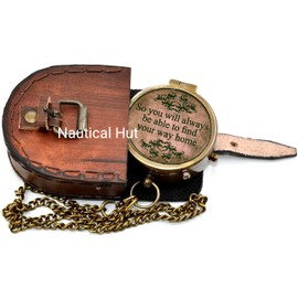 Nautical Hut So You Will Always Be Able to Find Your Way Home Brass Antique Compass with Leather Case Romantic Gift for Your Love Valentine Gift Wedding Gift Special Couple Gift Compass