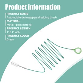 Sumjig 1 PC Car Sunroof Drain Hole Unclogger, 9.84Ft Bendable POM Wiper Trunk Wheel Drain Long Tube Clean Brush, Auto Multi-Functional Portable Accessory, Compatible with Most Car Models (Green)