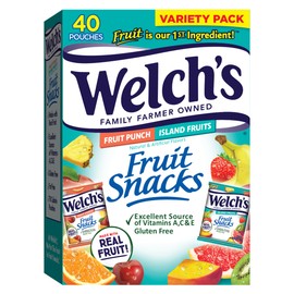 Welch's Fruit Snacks, Fruit Punch & Island Fruits, Individual Single Serve Bags, 0.8 oz (Pack of 40)