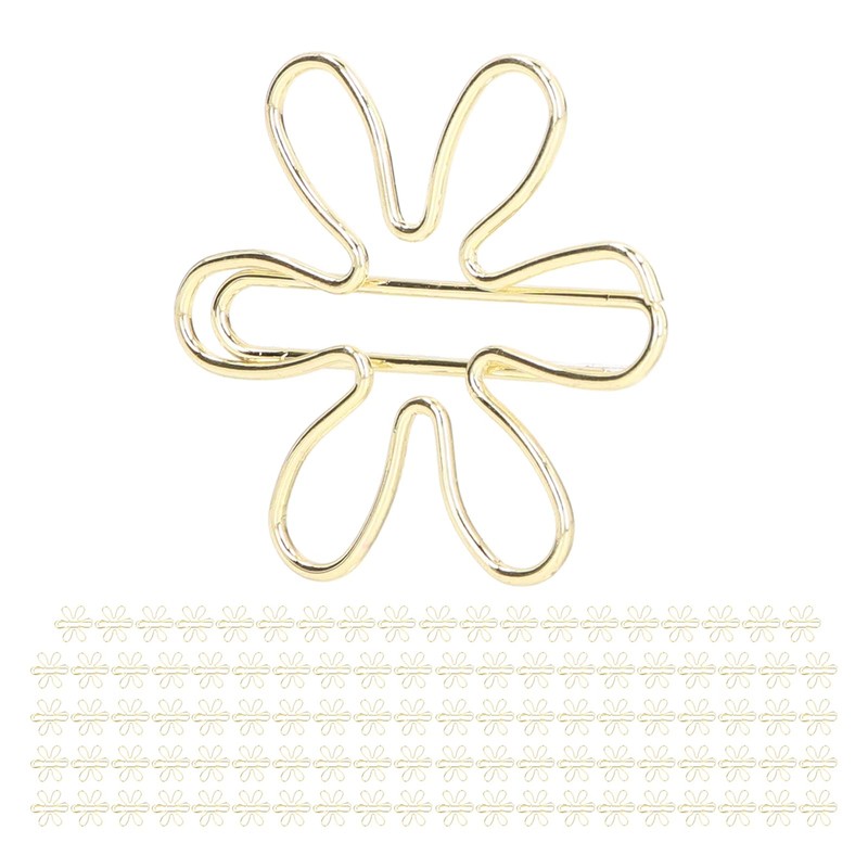 Yosoo 100Pcs Gold Metal Paper Clips, Cute Flower Shape, Anti
