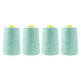 Mandala Crafts 4 Pack of Serger Threads Cones Spools - 40S/2 24000 Yards Polyester Mint Threads for Sergers Machine and Overlock Quilting Sewing Machine