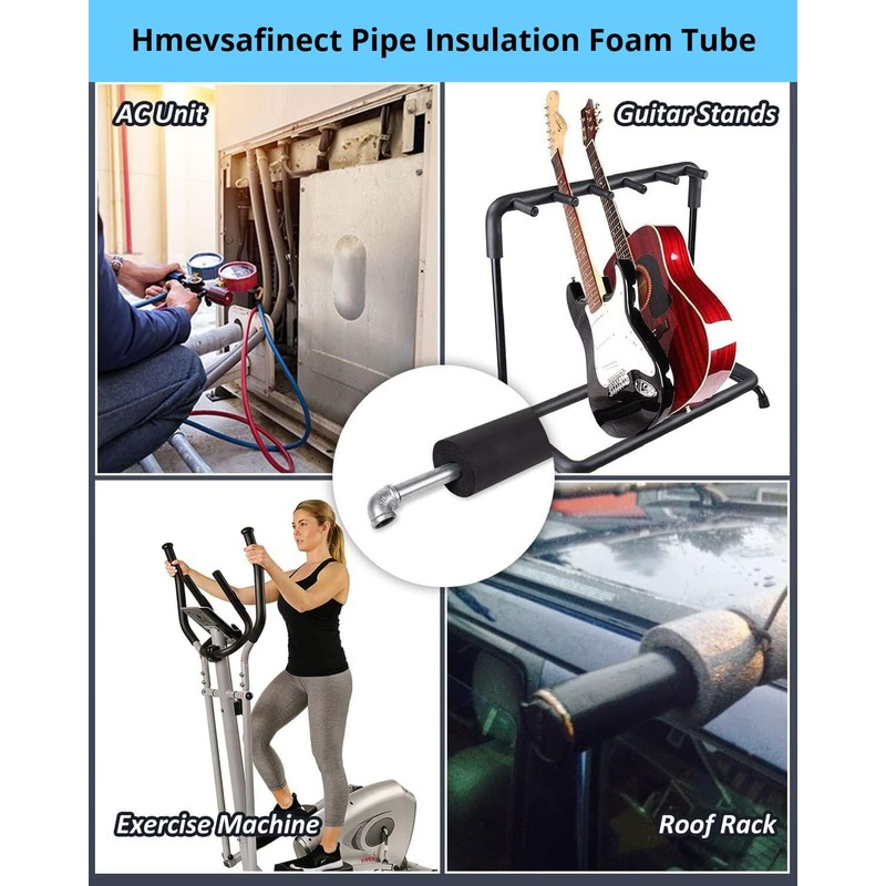 Hmevsafinect 2 Pcs Pipe Insulation Foam Tube, 3/8" TK.x 5.9