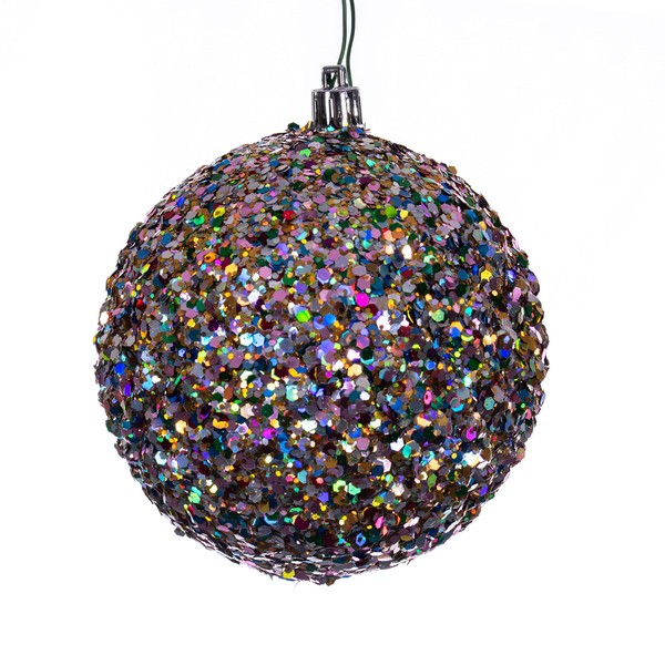 Vickerman 2.75" Multi-Color Durian Sequin Glitter Ball Christmas Ornament. Includes