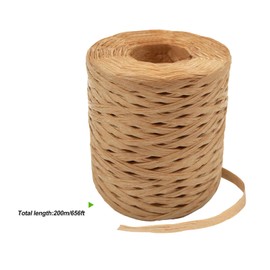 Raffia Ribbon Yarn 200m Brown Raffia Paper Ribbon String Rafia Packing Twine Ribbons for Gift Wrapping Crochet Craft Decoration