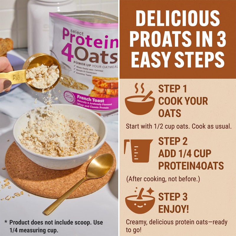PEScience Protein4Oats, Powder to Make Amazing Tasting Protein Oatmeal, with
