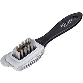 PREMYO Suede Shoe Brush with Brass, Bristle Edge and Eraser for the cleaning of Nubuck, Velour or Suede Leather. Shoe Brush with handle for the care of Rough Leather. Multifunctional Suede Brush