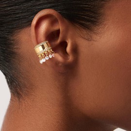 Jenosy Gold Ear Cuff Women's Non Piercing Open Wrap Earrings 18K Gold-Plated Zirconia Ear Cuff Gold Handmake Jewellery Gift for Women, Brass, No Gemstone