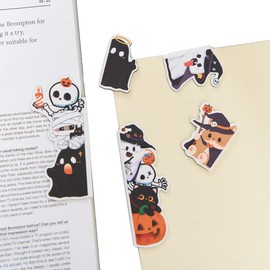 5pcs/Set Cute Magnetic Bookmark, Funny Peeping Ghost Book Marker Clip for Teachers, Students, Book Lovers Gifts, Printing on 2 Side (Ghost)