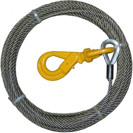 Secure Tow FCC-3765-SLH, Winch Cable, 3/8" x 65' Fiber Core with Self Locking Swivel Hook for Wrecker, Rollback, Tow Truck, Crane & More!