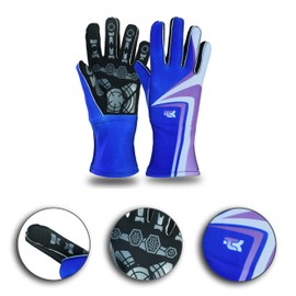 TK Karting Gloves Go-Kart Racing Gloves Rally Gloves Printed Design (Black, XXS)
