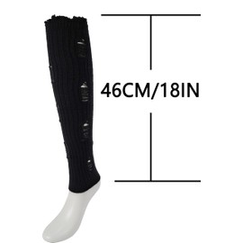 BomKinta Women Leg Warmers with Holes Retro Ruffle Leg Sleeves Soft Knee High Footless Socks Black