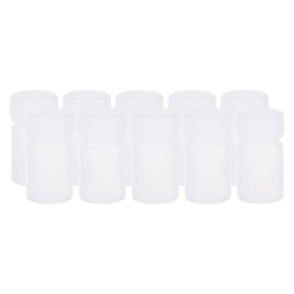 PATIKIL 100 Pcs 10ml Reagent Bottles, PE Small Mouth Round Graduated Bottles with Screw Cap for Lab Water Reagent Liquids Solid Sample Storage Seal, Translucent White