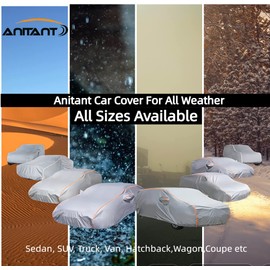 ANITANT 9 Layers SUV Car Cover Waterproof All Weather (Gift Windshield Cover) SUV Covers 2 Door Car Tarp Fit Kia Soul Honda HRV/Element Subaru Forester Hyundai Kona Ford Escape All SUV Under 182"