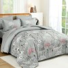 Yiran Grey Floral Comforter Set Queen Size, 7 Piece Spring