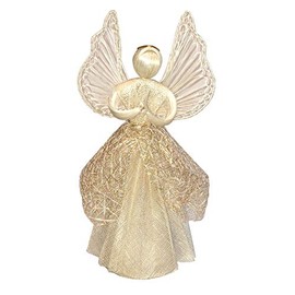 Pretty Abaca Angel with Golden Skirt, Decoration or Tree Topper