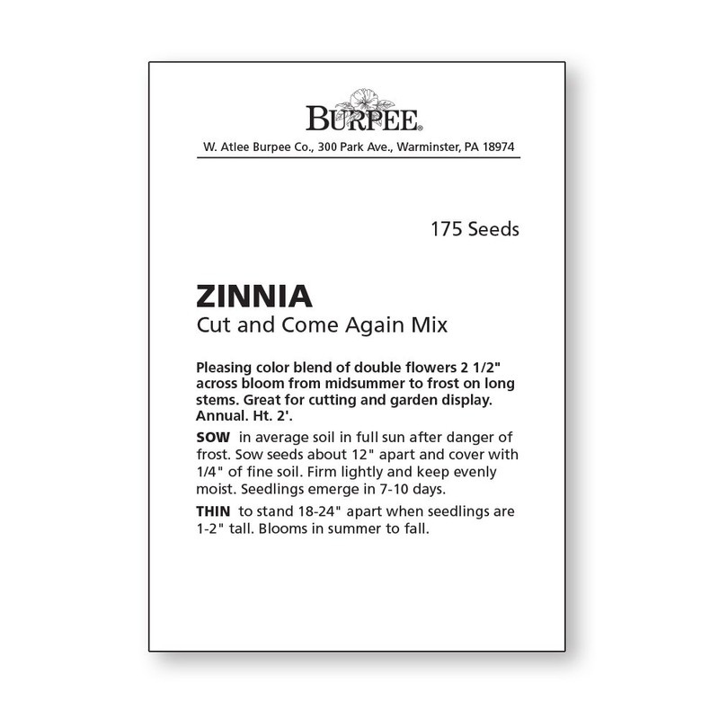 Burpee Cut & Come Again Zinnia Seeds 375 seeds