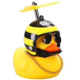 wonuu - Adornos de goma para coche, diseño de pato amarillo, con casco de hélice