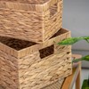 Braided Natural Water Hyacinth Rectangular Storage Baskets with Internal Handle