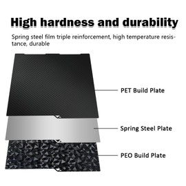 HysiPrui 3D Printer Kobra 3 Build Plate Double Sided Textured Surface PET and Smooth PEO Sheet for Anycubic Kobra 3 Combo 256x268mm, Flexible Removable Spring Steel Plate Heated Bed Platform Mat