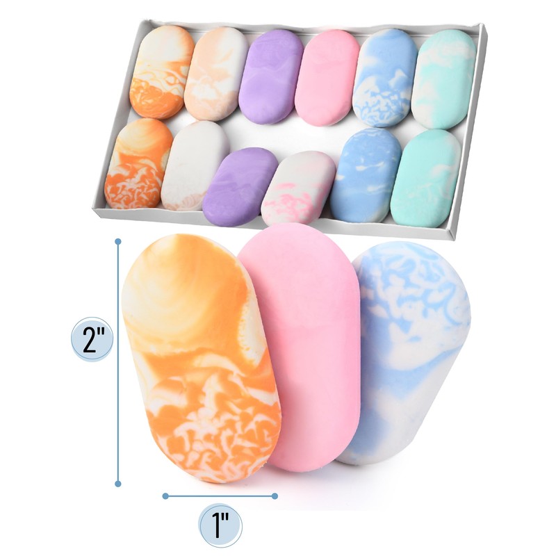 Mr. Pen- Erasers, 12 Pack, Pastel Colors, Marble Pencil Eraser,