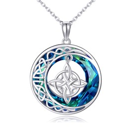 Witches Knot Necklace Sterling Silver Witch Knot Pendant Necklace Celtic Knot Wiccan Witch Jewelry Gifts for Women Girls